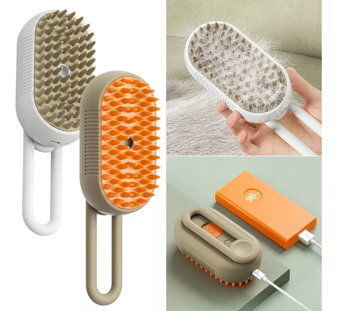 Escova Removedora de Pelos a Vapor 3 em 1