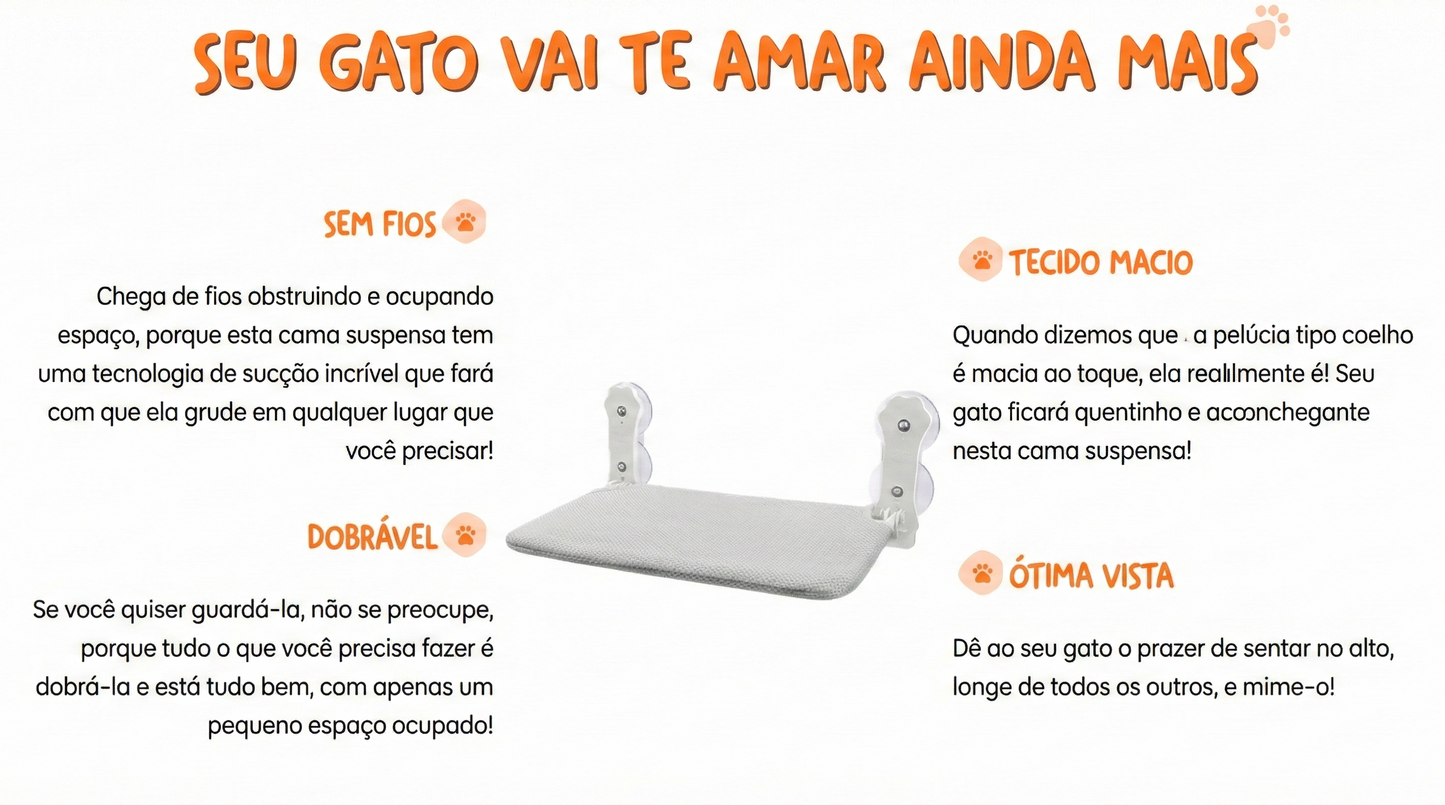 Cama de Janela Suspensa para gatos