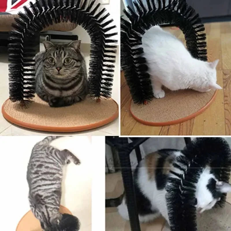 Autoescova para Gatos com Arco – Brinquedo de Higiene e Arranhador Integrado