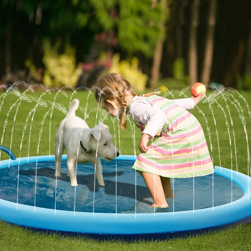 Piscina Inflável com Aspersor para Pets e Crianças